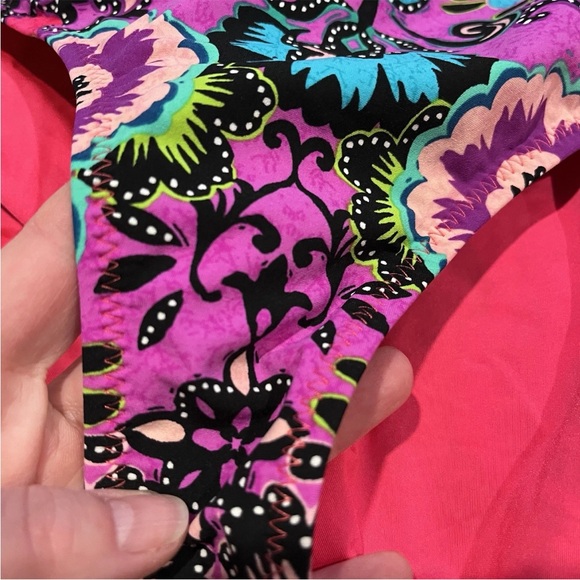 Nanette Lepore Swimsuit Womens Large Floral Pink Print Strapless Bathing - Picture 5 of 12